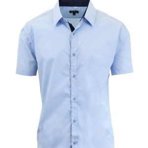 Men's Short Sleeve Slim Fit Solid Dress Shirt NWT